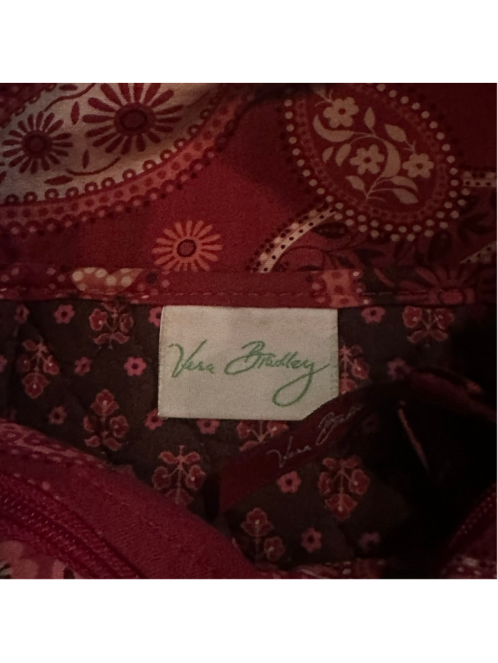 Women's Vera Bradley Red Paisley Quilted Tote Bag Summer - Picture 9 of 9